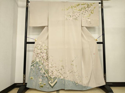 平和屋着物●本加賀友禅作家　木村喜博　訪問着　風景花鳥文　正絹　逸品　AABI9649ck