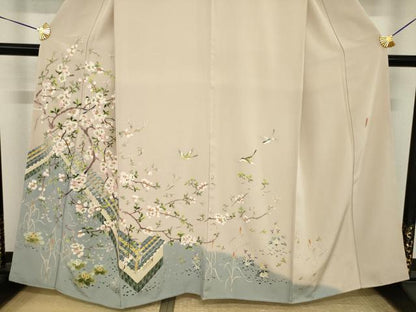 平和屋着物●本加賀友禅作家　木村喜博　訪問着　風景花鳥文　正絹　逸品　AABI9649ck