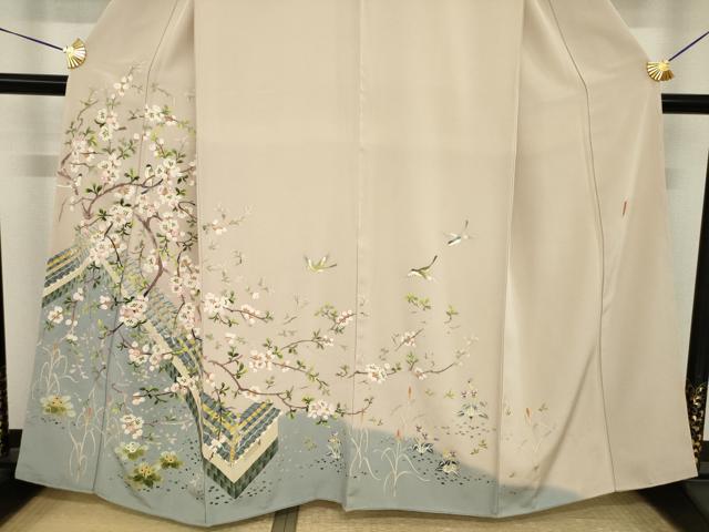 平和屋着物●本加賀友禅作家　木村喜博　訪問着　風景花鳥文　正絹　逸品　AABI9649ck