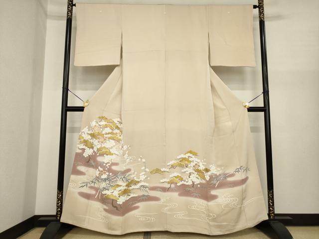 平和屋着物●創業460年・千總　色留袖　駒刺繍　松竹梅流水文　金彩　正絹　逸品　AABI9652ck