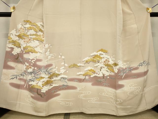 平和屋着物●創業460年・千總　色留袖　駒刺繍　松竹梅流水文　金彩　正絹　逸品　AABI9652ck