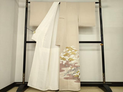 平和屋着物●創業460年・千總　色留袖　駒刺繍　松竹梅流水文　金彩　正絹　逸品　AABI9652ck