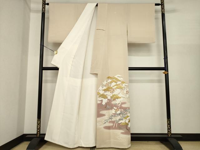 平和屋着物●創業460年・千總　色留袖　駒刺繍　松竹梅流水文　金彩　正絹　逸品　AABI9652ck