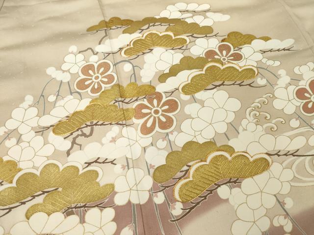 平和屋着物●創業460年・千總　色留袖　駒刺繍　松竹梅流水文　金彩　正絹　逸品　AABI9652ck