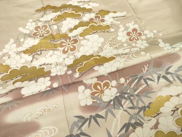 平和屋着物●創業460年・千總　色留袖　駒刺繍　松竹梅流水文　金彩　正絹　逸品　AABI9652ck