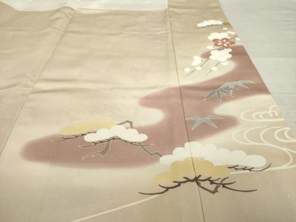 平和屋着物●創業460年・千總　色留袖　駒刺繍　松竹梅流水文　金彩　正絹　逸品　AABI9652ck