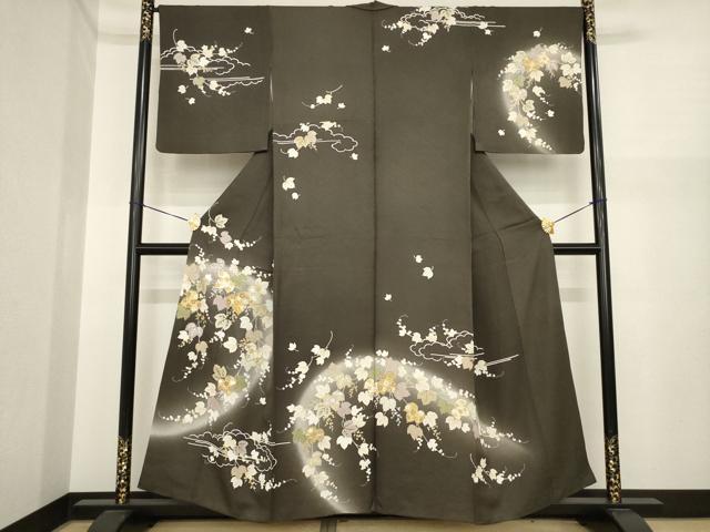 平和屋着物●訪問着　駒刺繍　南天文　金彩　正絹　逸品　AABI9653ck