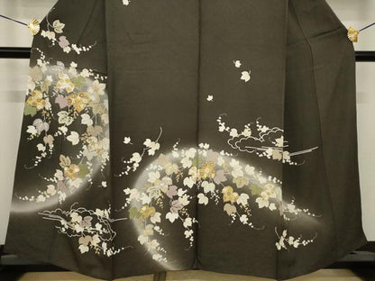 平和屋着物●訪問着　駒刺繍　南天文　金彩　正絹　逸品　AABI9653ck