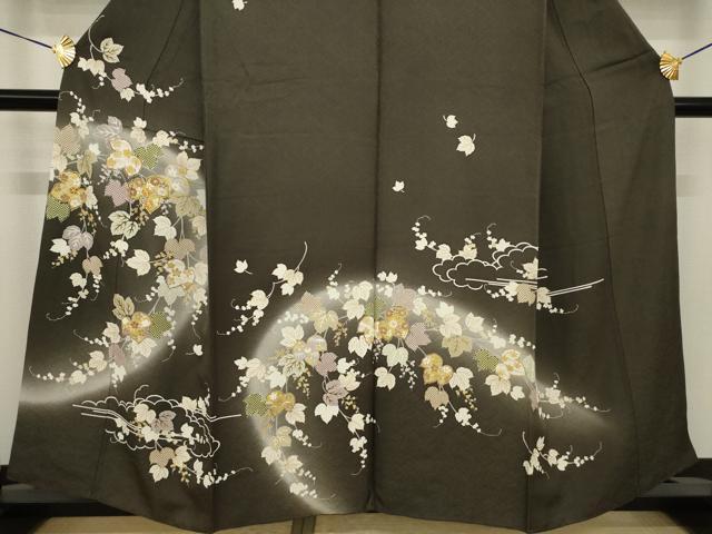 平和屋着物●訪問着　駒刺繍　南天文　金彩　正絹　逸品　AABI9653ck