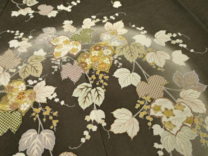 平和屋着物●訪問着　駒刺繍　南天文　金彩　正絹　逸品　AABI9653ck