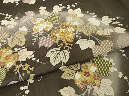 平和屋着物●訪問着　駒刺繍　南天文　金彩　正絹　逸品　AABI9653ck