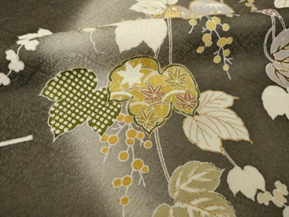 平和屋着物●訪問着　駒刺繍　南天文　金彩　正絹　逸品　AABI9653ck