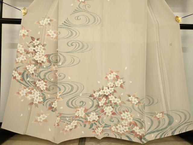 平和屋着物●本加賀友禅作家 鬼島武司 　訪問着　流水花文　正絹　逸品　未使用　AABI9654ck