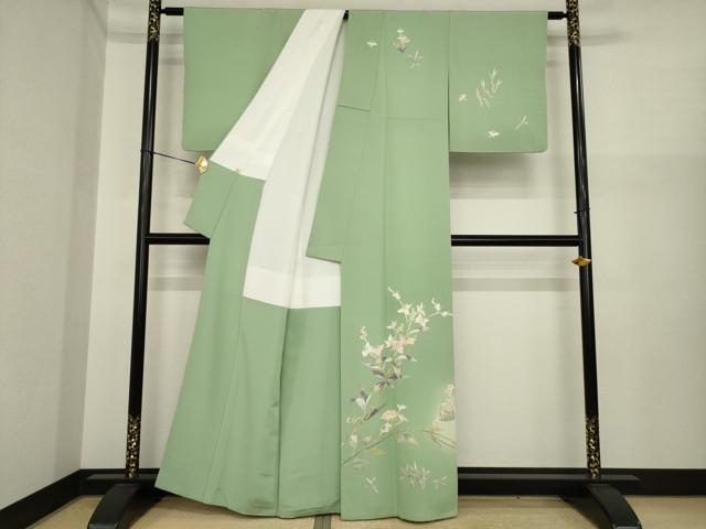 平和屋着物●京加賀友禅　百貫石峰 　訪問着　草花文　正絹　逸品　AABI9655ck