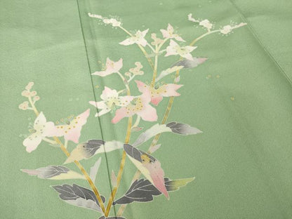 平和屋着物●京加賀友禅　百貫石峰 　訪問着　草花文　正絹　逸品　AABI9655ck