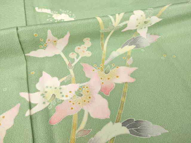 平和屋着物●京加賀友禅　百貫石峰 　訪問着　草花文　正絹　逸品　AABI9655ck