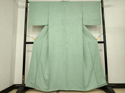 平和屋着物●上質な色無地　風景地紋　利休鼠色　正絹　逸品　AABI9658ck
