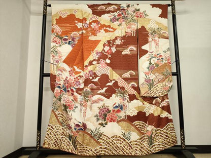 平和屋着物●豪華振袖　鴛鴦花文　正絹　逸品　AABI9664ck