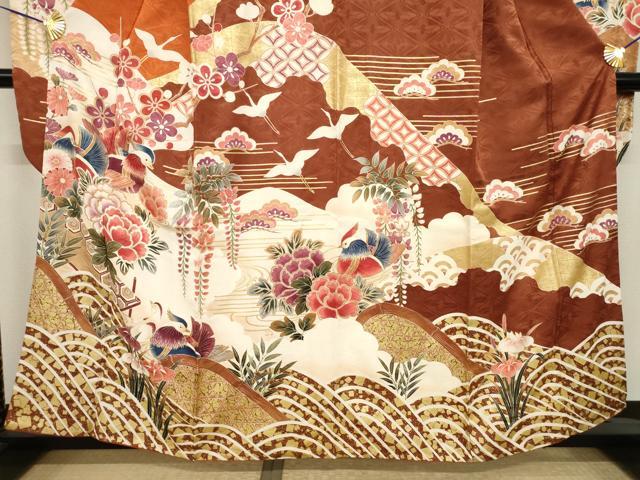 平和屋着物●豪華振袖　鴛鴦花文　正絹　逸品　AABI9664ck