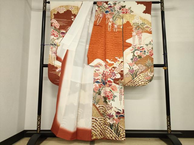 平和屋着物●豪華振袖　鴛鴦花文　正絹　逸品　AABI9664ck