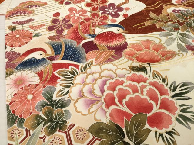 平和屋着物●豪華振袖　鴛鴦花文　正絹　逸品　AABI9664ck