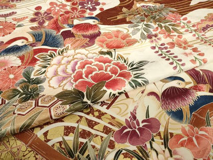 平和屋着物●豪華振袖　鴛鴦花文　正絹　逸品　AABI9664ck