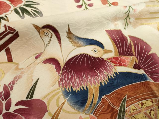 平和屋着物●豪華振袖　鴛鴦花文　正絹　逸品　AABI9664ck