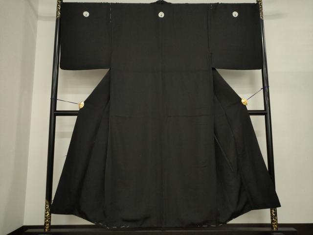 平和屋着物●男性　黒紋付　正絹　逸品　AABI9667ck