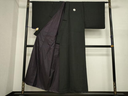 平和屋着物●男性　黒紋付　正絹　逸品　AABI9667ck
