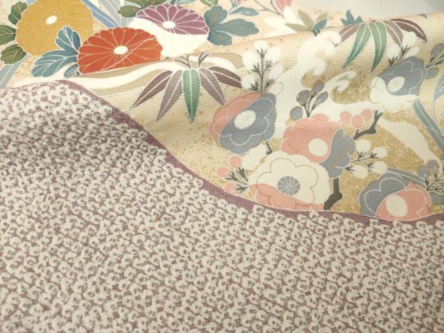 平和屋着物●訪問着　駒刺繍　絞り　辻が花　道長花文　暈し染め　金彩　鈴乃屋扱い　正絹　逸品　AABI9668ck