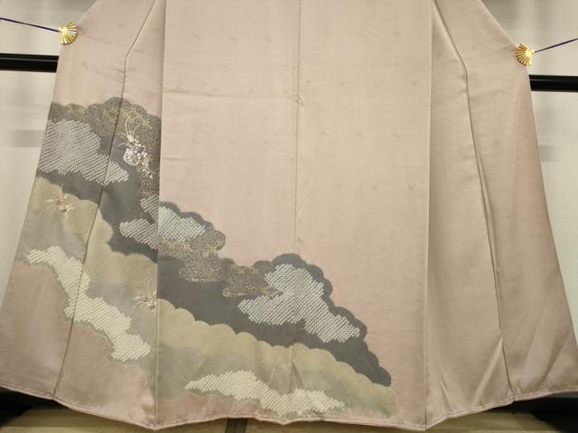 平和屋着物●訪問着　駒刺繍　絞り　雲重ね花篭文　金彩　正絹　逸品　未使用　AABI9672ck