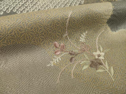 平和屋着物●訪問着　駒刺繍　絞り　雲重ね花篭文　金彩　正絹　逸品　未使用　AABI9672ck