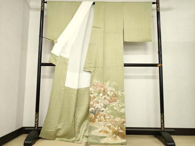 平和屋着物●豪華色留袖　駒刺繍　地紙花文　金彩　ますいわ屋扱い　正絹　逸品　AABI9673ck