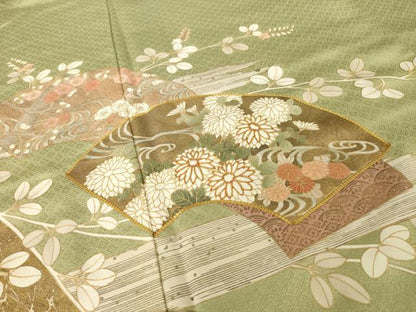 平和屋着物●豪華色留袖　駒刺繍　地紙花文　金彩　ますいわ屋扱い　正絹　逸品　AABI9673ck