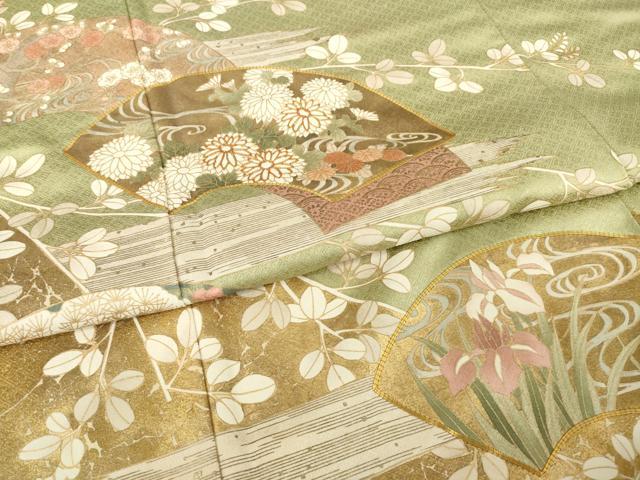 平和屋着物●豪華色留袖　駒刺繍　地紙花文　金彩　ますいわ屋扱い　正絹　逸品　AABI9673ck