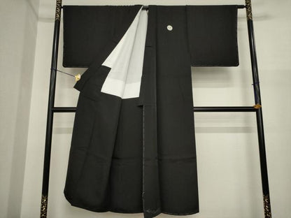 平和屋着物●男性　黒紋付　正絹　逸品　未使用　AABI9675ck