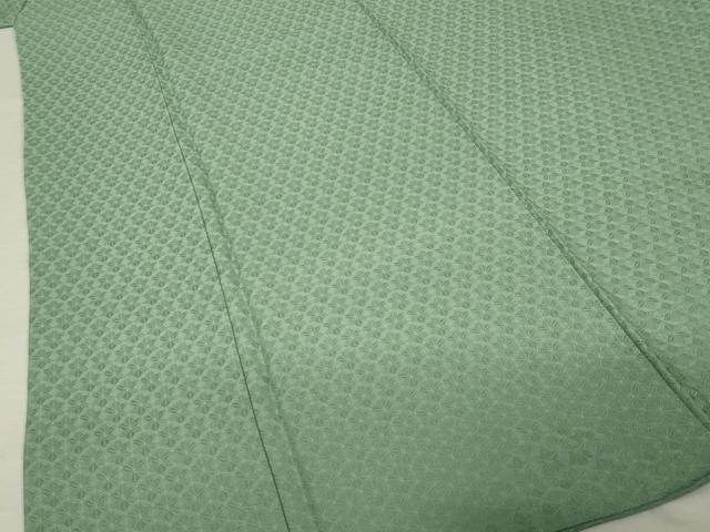 平和屋着物●上質な色無地　麻の葉文様　利休鼠色　正絹　逸品　AABI9676ck