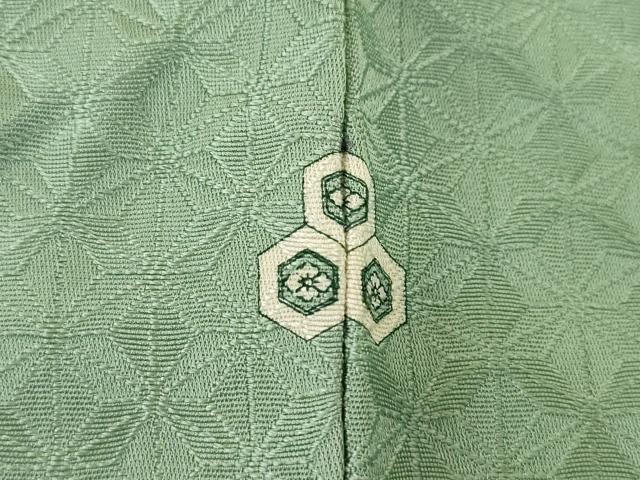 平和屋着物●上質な色無地　麻の葉文様　利休鼠色　正絹　逸品　AABI9676ck