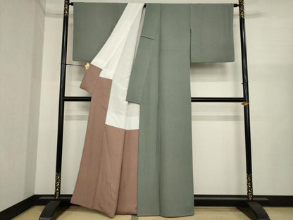 平和屋着物●江戸小紋　万筋　虫襖×白茶　正絹　逸品　AABI9679ck
