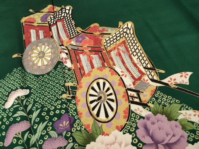 平和屋着物●訪問着　駒刺繍　流水御所車花文　金彩　正絹　逸品　AABI9680ck