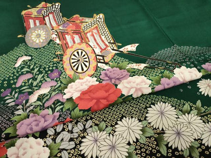 平和屋着物●訪問着　駒刺繍　流水御所車花文　金彩　正絹　逸品　AABI9680ck