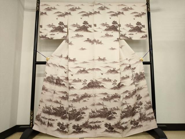 平和屋着物●訪問着　鳥獣文　正絹　逸品　AABI9681ck