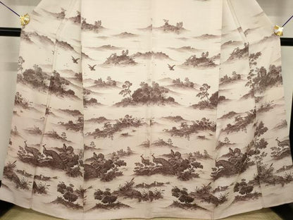 平和屋着物●訪問着　鳥獣文　正絹　逸品　AABI9681ck