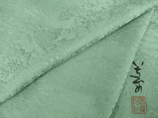 平和屋着物●上質な色無地　作家物　青鈍色　さが美扱い　正絹　逸品　AABI9683ck