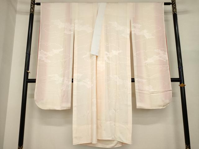平和屋着物●手ざし京紅型染・宮崎紅型　宮崎良次　振袖・長襦袢(無双仕立て)セット　風景花鳥文　暈し染め　正絹　逸品　AABI9687ck