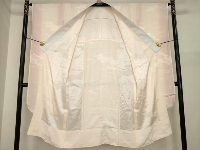 平和屋着物●手ざし京紅型染・宮崎紅型　宮崎良次　振袖・長襦袢(無双仕立て)セット　風景花鳥文　暈し染め　正絹　逸品　AABI9687ck