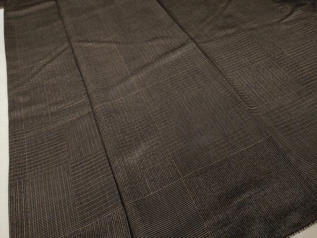 平和屋着物●上質な小紋　変わり格子　正絹　逸品　AABI9689ck