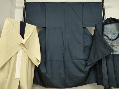 平和屋着物●男性　本場大島紬　アンサンブル・長襦袢(袷)セット　100亀甲　総詰め　正絹　逸品　AABI9692ck