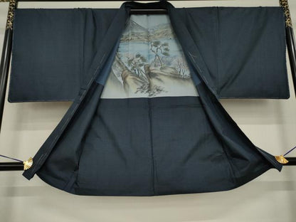 平和屋着物●男性　本場大島紬　アンサンブル・長襦袢(袷)セット　100亀甲　総詰め　正絹　逸品　AABI9692ck