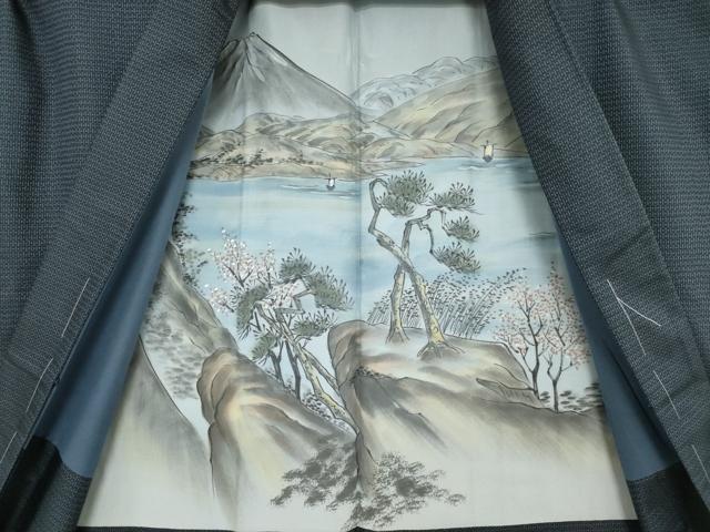 平和屋着物●男性　本場大島紬　アンサンブル・長襦袢(袷)セット　100亀甲　総詰め　正絹　逸品　AABI9692ck